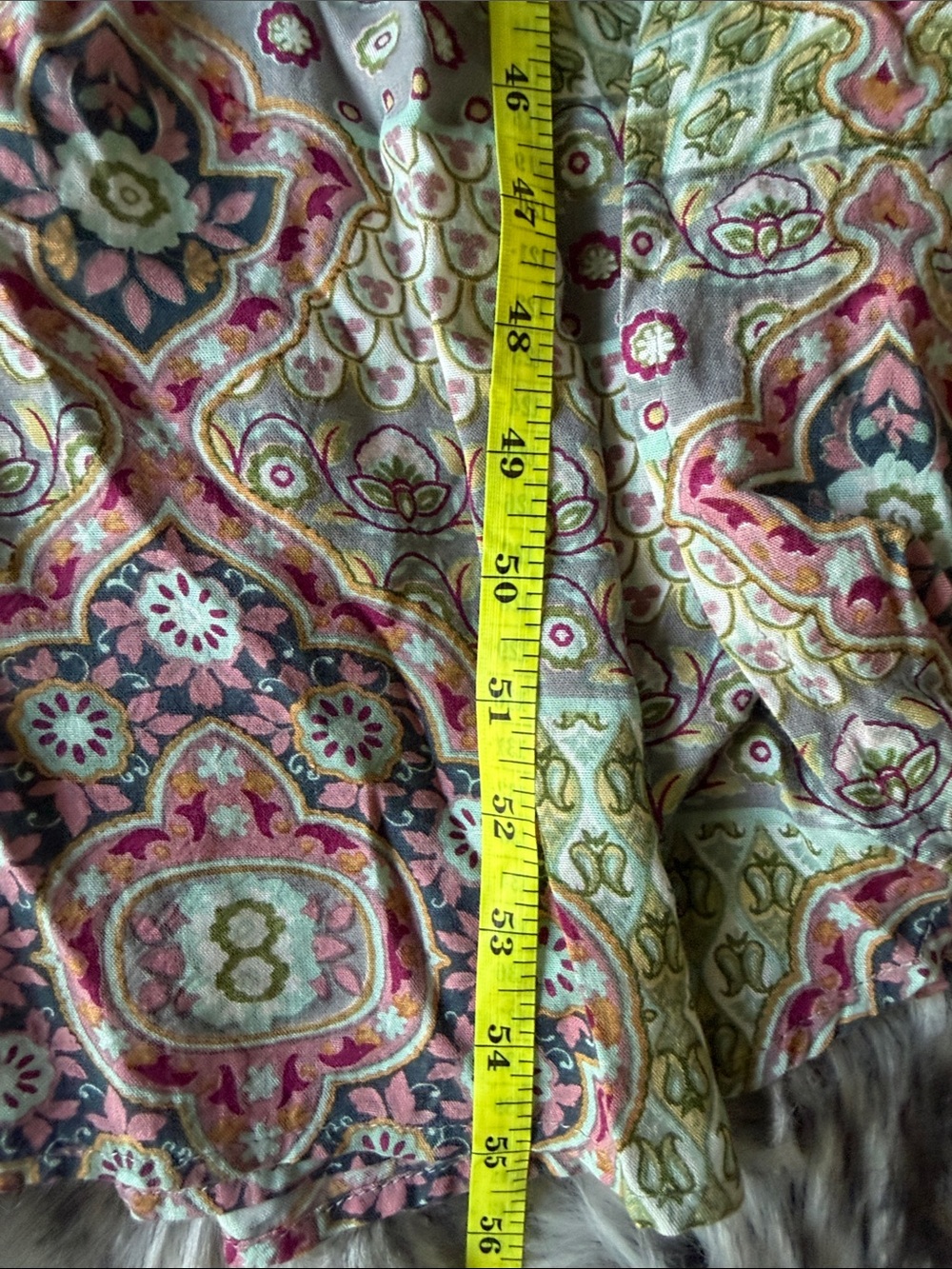 World Market Boho Paisley Floral Maxi Dress Green Pink Rayon Kimono Sleeve L/XL - Picture 7 of 7